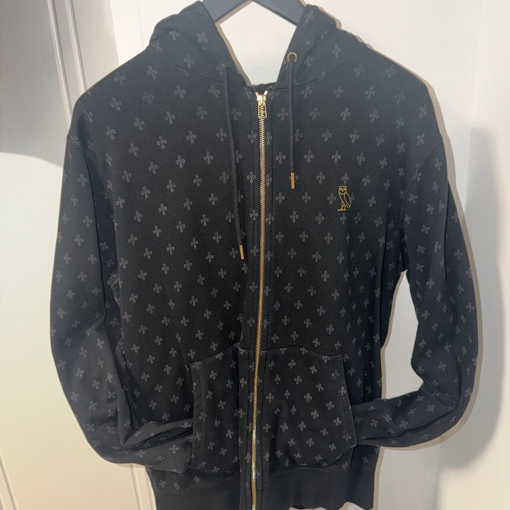 OVO Black and Gold Zip-Up Men's Sweater - Picture 2 of 5